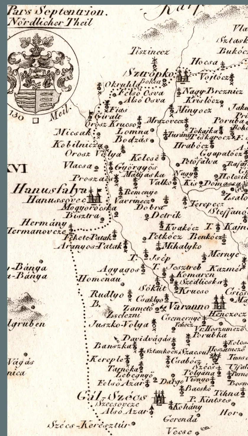 Historická mapa Horného Zemplína